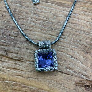 Brighton Regina Amethyst Crystal Pendent Silver Tone Necklace